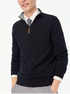 j crew Men's Black Quarter-Zip Sweater size small 100%cotton